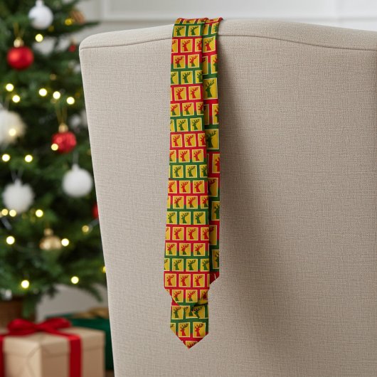 Elegant vakantie rendierpatroon in groen rood goud stropdas