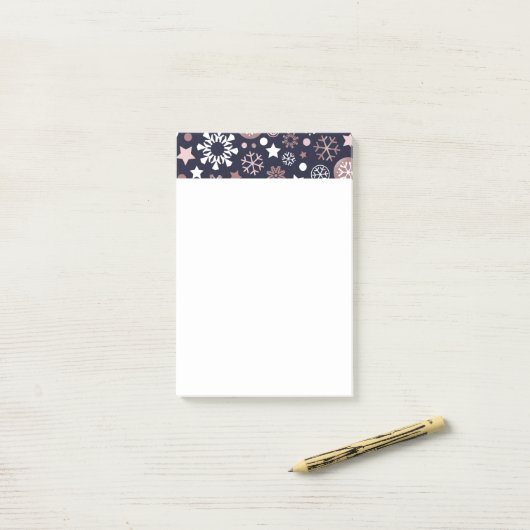 Elegant vakantie roze goudsneeuw post-it® notes (Op bureau)