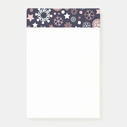 Elegant vakantie roze goudsneeuw post-it® notes (Voorkant)