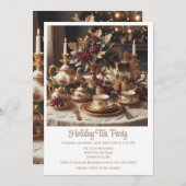 Elegant Vakantie Tea Party Uitnodiging (Voorkant / Achterkant)
