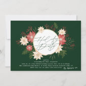 Elegant Vakantiefeest Poinsettia Krans Groen Kaart (Voorkant)