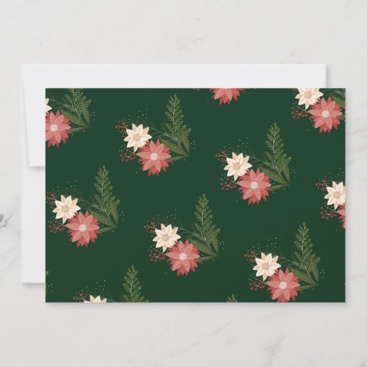 Elegant Vakantiefeest Poinsettia Krans Groen Kaart (Achterkant)