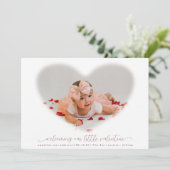 Elegant Valentijn Fotobedekking geboortebekendmaki Kaart (Staand voorkant)