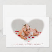 Elegant Valentijn Fotobedekking geboortebekendmaki Kaart (Voorkant / Achterkant)