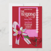 Elegant Valentijn Red Heart Bow Romantic Wedding Kaart (Voorkant)