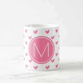 Elegant Valentijn roze wit piepklein hartpatroon Koffiemok