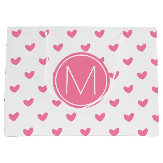 Elegant Valentijn roze wit piepklein hartpatroon Large Cadeautasje (Voorkant)