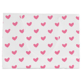 Elegant Valentijn roze wit piepklein hartpatroon Large Cadeautasje (Achterkant)