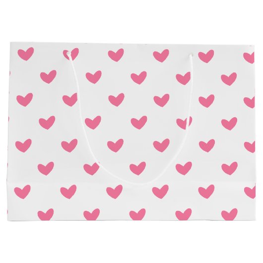 Elegant Valentijn roze wit piepklein hartpatroon Large Cadeautasje (Achterkant)