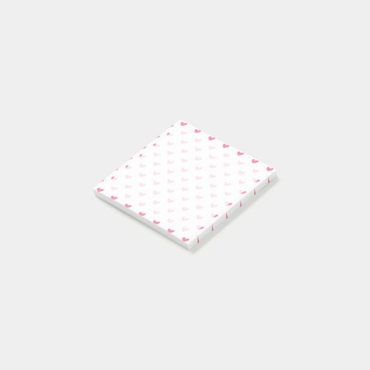 Elegant Valentijn roze wit piepklein hartpatroon Post-it® Notes (Schuin)