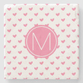 Elegant Valentijn roze wit piepklein hartpatroon Stenen Onderzetter (Voorkant)