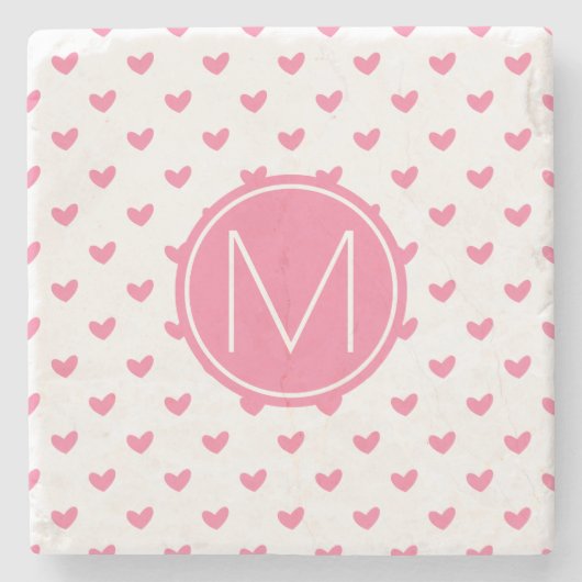 Elegant Valentijn roze wit piepklein hartpatroon Stenen Onderzetter (Voorkant)