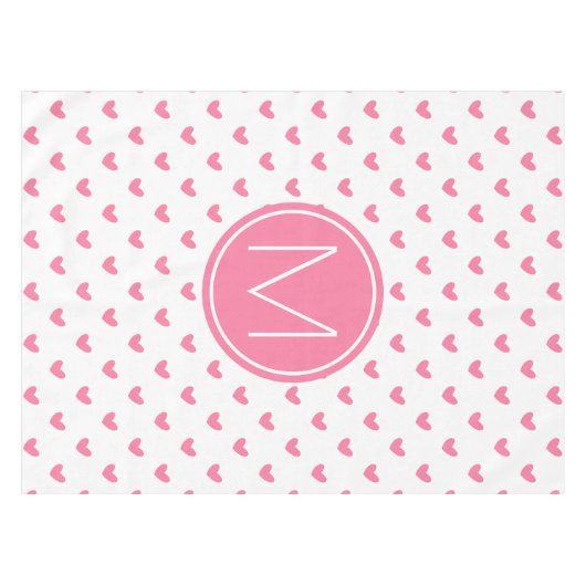 Elegant Valentijn roze wit piepklein hartpatroon Tafelkleed (Voorkant (Horizontaal))