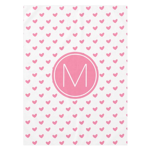 Elegant Valentijn roze wit piepklein hartpatroon Tafelkleed (Voorkant)