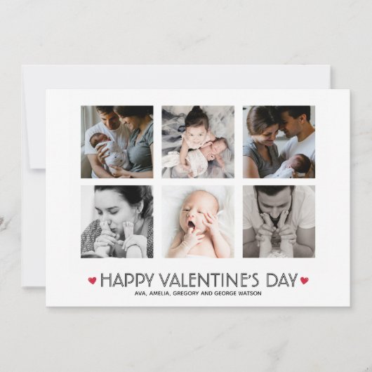 Elegant Valentijnsdag 6 Square Photo Collage Feestdagenkaart (Voorkant)