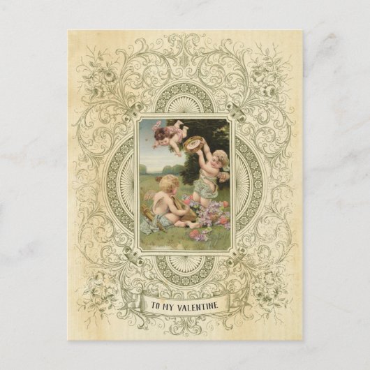 Elegant Valentijnsdag Cherub  illustratie Briefkaart (Voorkant)