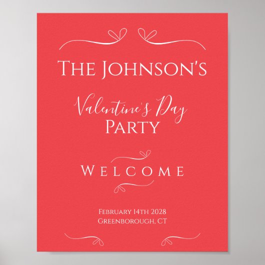 Elegant Valentijnsdag feest welkom Poster (Voorkant)