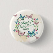 Elegant Valentijnsdag Floral Wreath Pin Button (Voorkant)