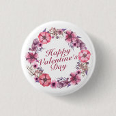 Elegant Valentijnsdag Floral Wreath Pin Button (Voorkant)