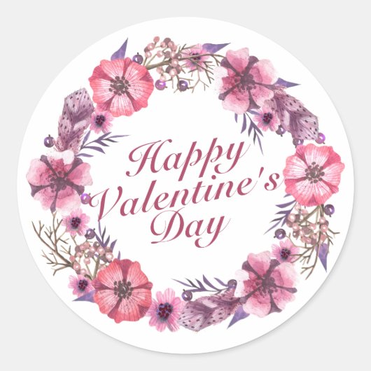 Elegant Valentijnsdag Floral Wreator Sticker (Voorkant)