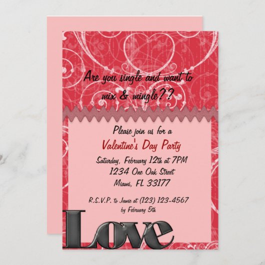 Elegant Valentijnsdag nodigt uit Kaart (Voorkant / Achterkant)