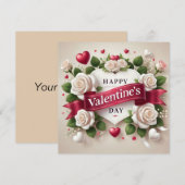 Elegant Valentijnsdag ontwerp met Rozen, harten Feestdagenkaart (Voorkant / Achterkant)