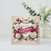 Elegant Valentijnsdag ontwerp met Rozen, harten Feestdagenkaart (Staand voorkant)