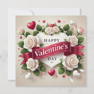 Elegant Valentijnsdag ontwerp met Rozen, harten Feestdagenkaart