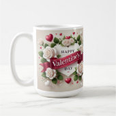 Elegant Valentijnsdag ontwerp met Rozen, harten Koffiemok (Links)