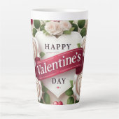 Elegant Valentijnsdag ontwerp met Rozen, harten Latte Mok (Voorkant)