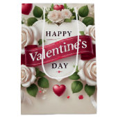 Elegant Valentijnsdag ontwerp met Rozen, harten Medium Cadeauzakje (Achterkant)