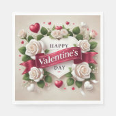 Elegant Valentijnsdag ontwerp met Rozen, harten Servet (Voorkant)