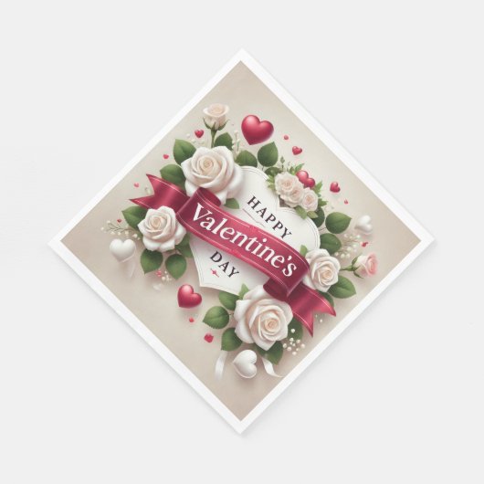 Elegant Valentijnsdag ontwerp met Rozen, harten Servet (Hoek)