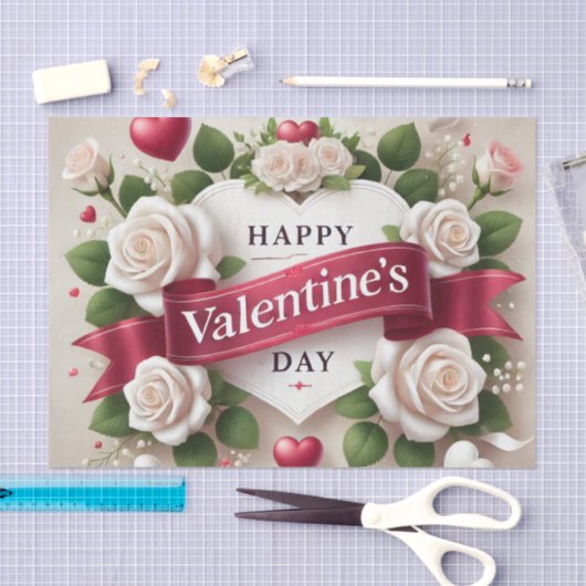 Elegant Valentijnsdag ontwerp met Rozen, harten Tissuepapier (Craft)