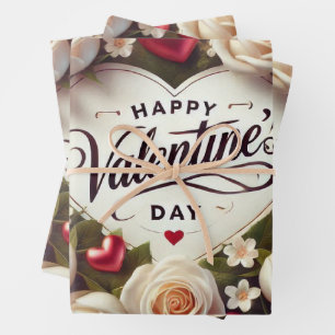 Elegant Valentijnsdag ontwerp met Rozen Inpakpapier Vel