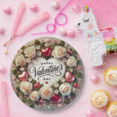 Elegant Valentijnsdag ontwerp met Rozen Papieren Bordje (Feest)