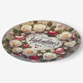 Elegant Valentijnsdag ontwerp met Rozen Papieren Bordje (Gekanteld)