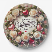 Elegant Valentijnsdag ontwerp met Rozen Papieren Bordje (Voorkant)