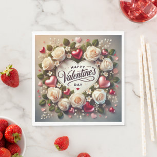 Elegant Valentijnsdag ontwerp met Rozen Servet