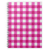 Elegant Valentine Pink Glitter Tartan on White Notitieboek (Voorkant)