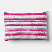 Elegant Valentine Pink Silver Hearts on Striped Etui (Achterkant)