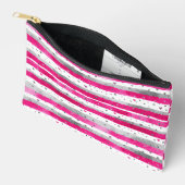 Elegant Valentine Pink Silver Hearts on Striped Etui (Open)