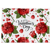 Elegant Valentine Red Roses with Crimson Hearts Groot Cadeauzakje (Achterkant)