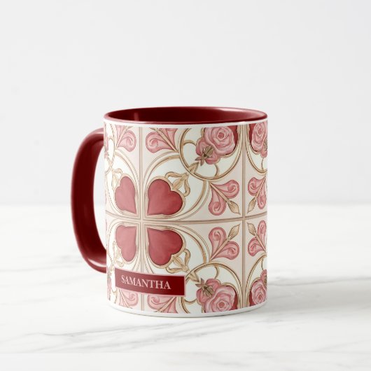 Elegant Valentine’s Day Bistro Tile Mok (Voorkant links)