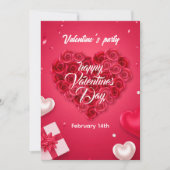 Elegant Valentine’s Day Party Invitation Kaart (Voorkant)