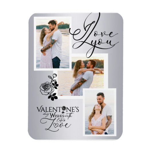 Elegant Valentine’s Day Photo Collage Magneet (Verticaal)