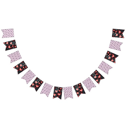 Elegant Valentine's Day floral bunting banner (Alle)