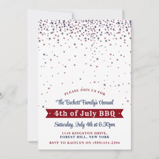 Elegant vallende sterren 4th of July Party Kaart (Voorkant)