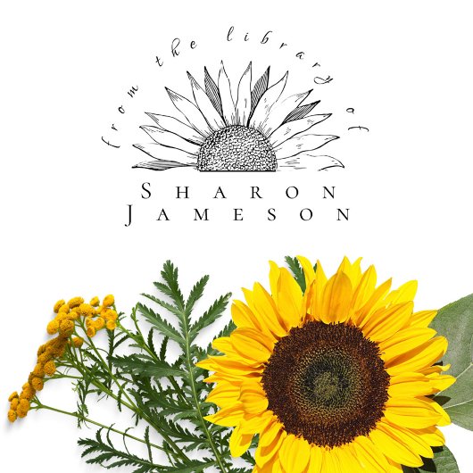 Elegant Van de bibliotheek van Naam Zonnebloem Zelfinktende Stempel