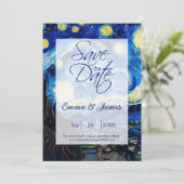 Elegant Van Gogh Sterrennacht Trouwscript Save The Date (Staand voorkant)